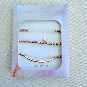 *Stretch Trio Bracelets* KEEP COLLECTIVE Retired *NIP* Love~Rose Gold